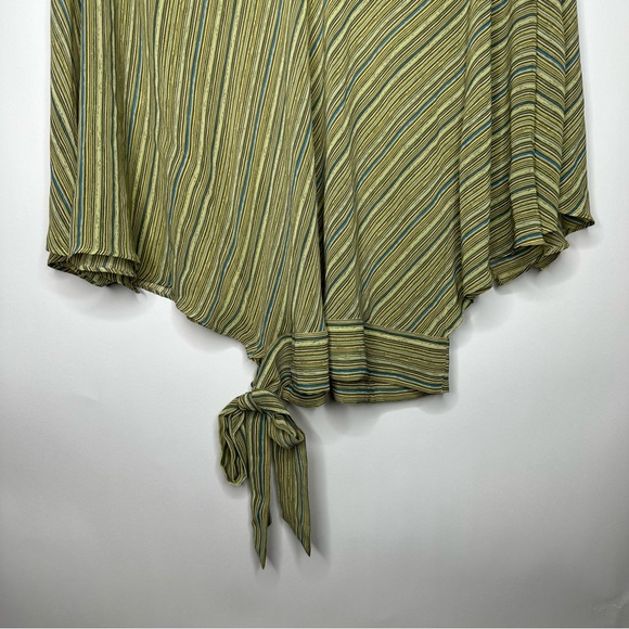 SOLD! New York & Company Striped Green Brown Flare Sleeve Blouse L #X0927 - Picture 8 of 15